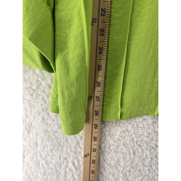 John Mark Rayon Tunic Large Wired Collar Green Lagenlook Artsy Long Sleeve Top - Picture 2 of 8